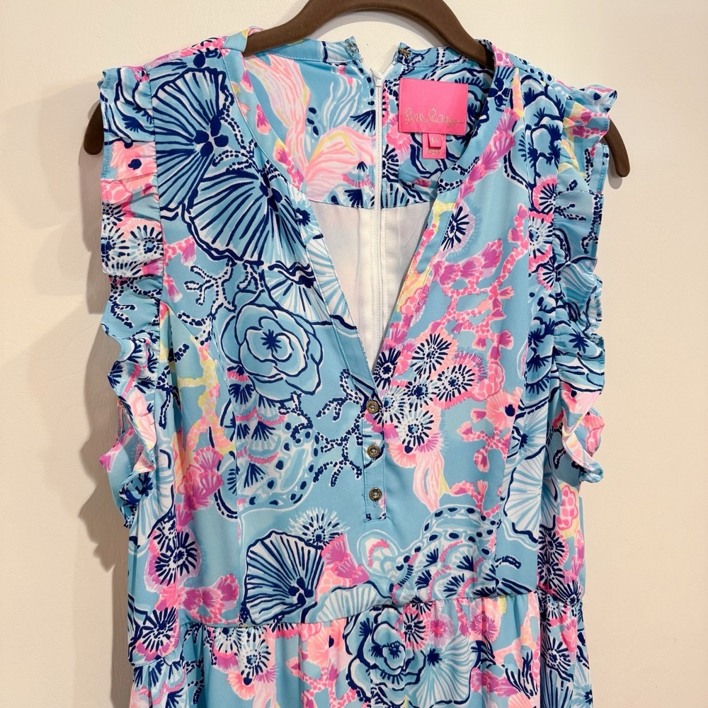 Lilly Pulitzer Destini Maxi Dress Bali Blue Once Upon A Tide Size 14‎ Read* - Picture 4 of 12
